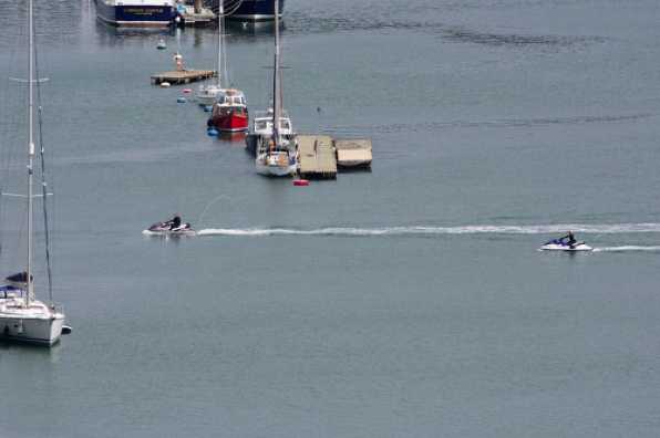 17 May 2020 - 11-31-43 
Never sure how to keep this polite. But here goes. Two jet-skis / PWC / Personal Water Craft approaching Dartmouth town jetty.
--------------------
Total unnecessaries in Dartmouth
.